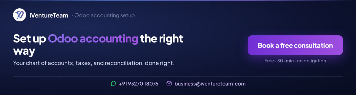 Book a free consultation for set up Odoo accounting the right way.