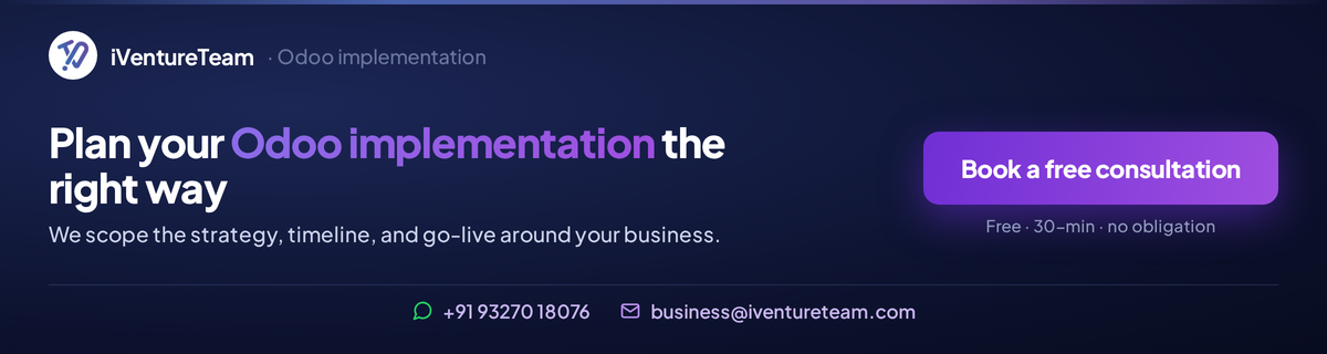 Book a Free consultation to plan your Odoo implementation the right way.