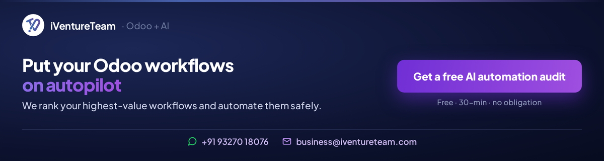 Get a Free AI Automation audit call to put your Odoo workflows on autopilot.